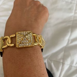 Vintage gold and crystal pyramid bracelet